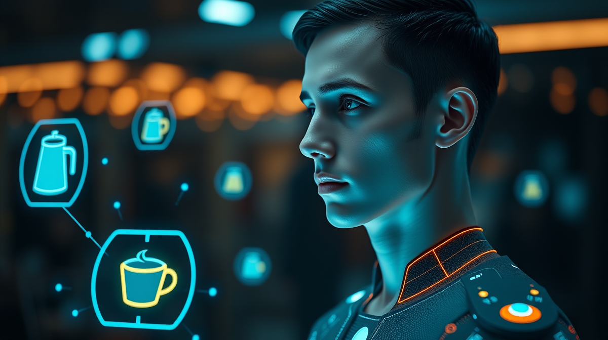 Personalized AI illustration of a user with favorite icons and Gemini aura
