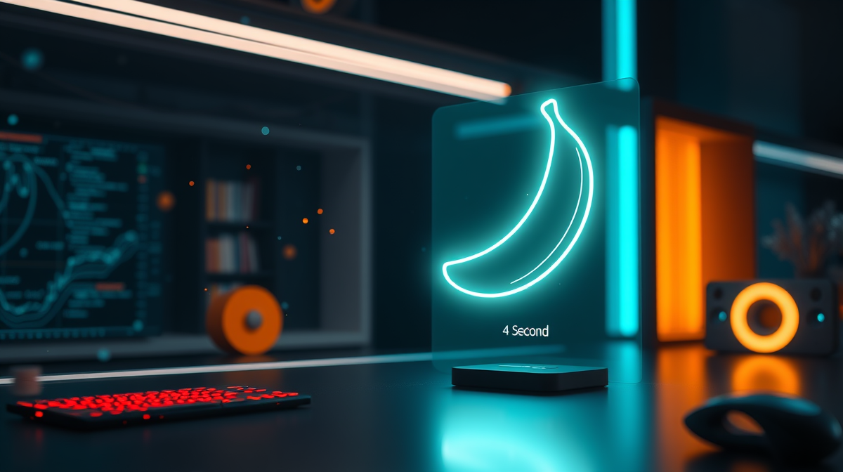 AI banana icon generating images in a modern tech setting