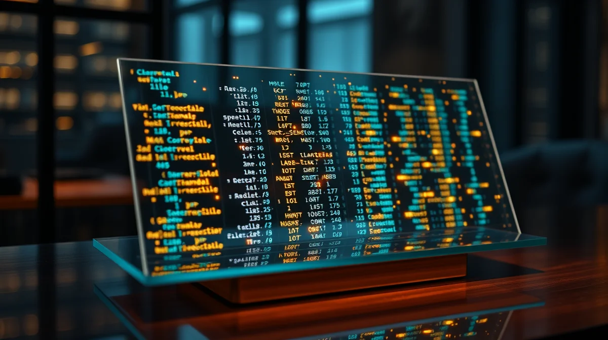 Glowing data table with light connections representing TabFM foundation model