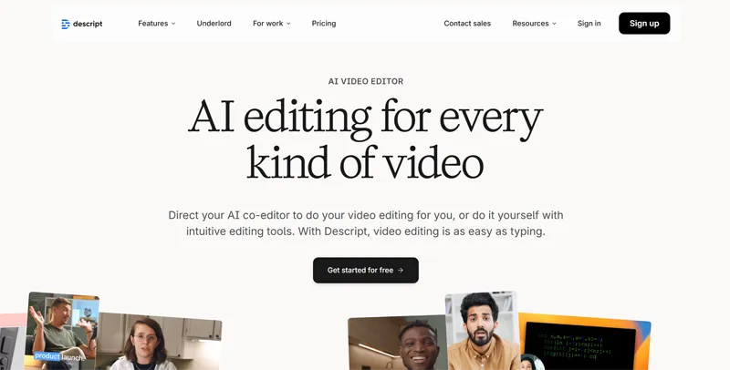 descript ai video podcast editor free online fe23dfe7a72f