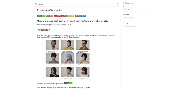 github human3daigc make a character official repo b93cdd1ea011