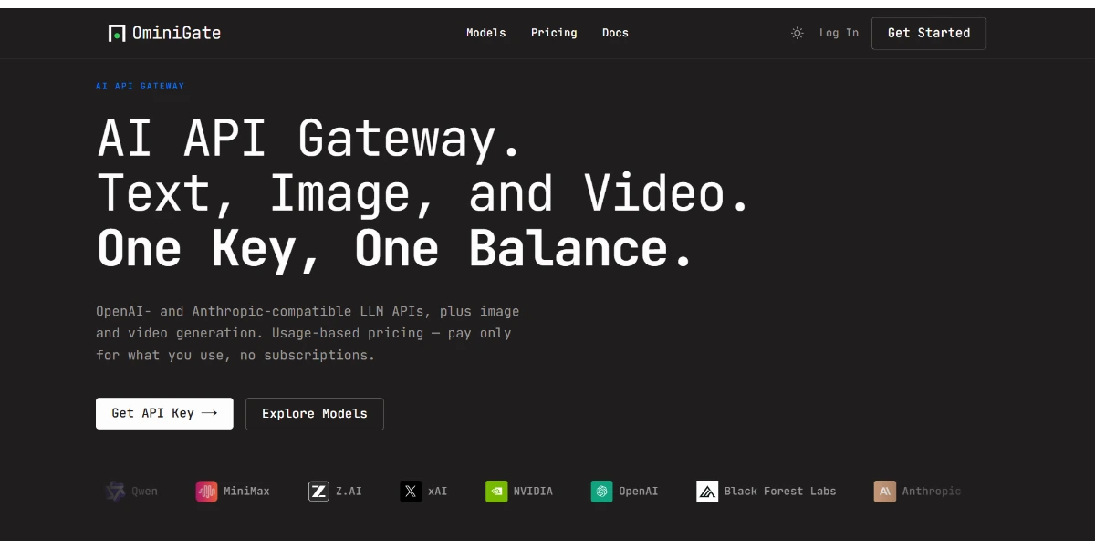 ominigate ai api gateway for text image and video 9081fb2146ea