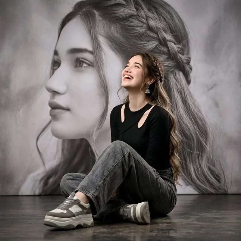 Braided Hair Studio Fashion Portrait