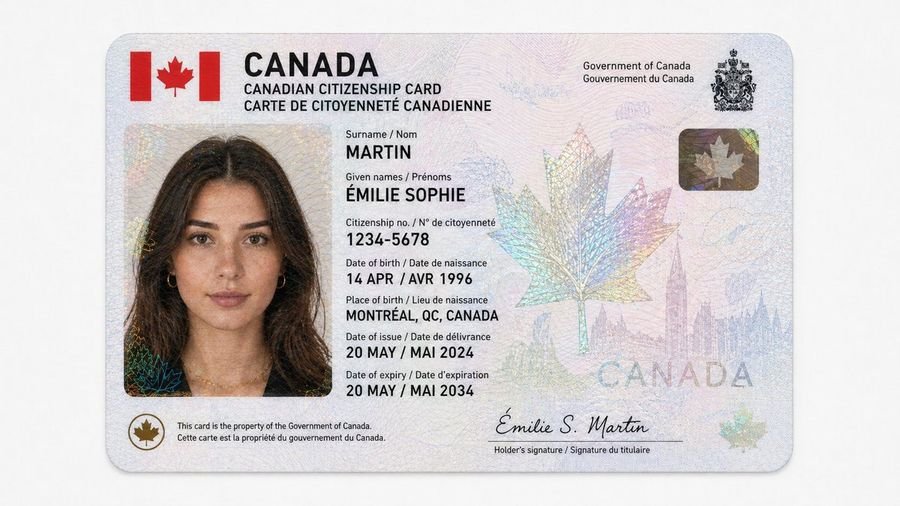 Canadian Citizenship Card Mockup Prompt