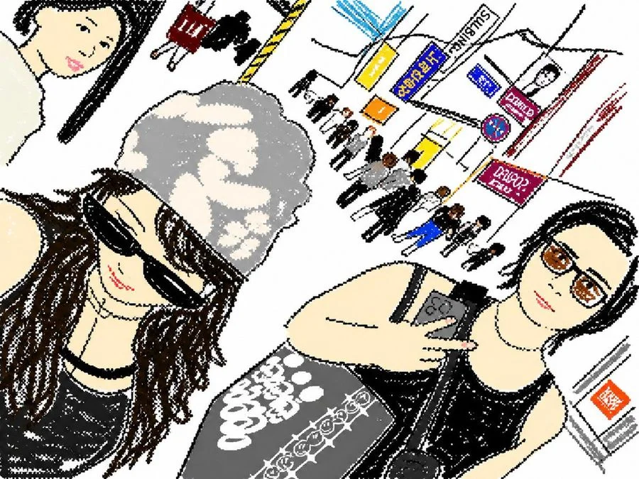 cute tilted street selfie illustration slide 0 f8d152e1fc54