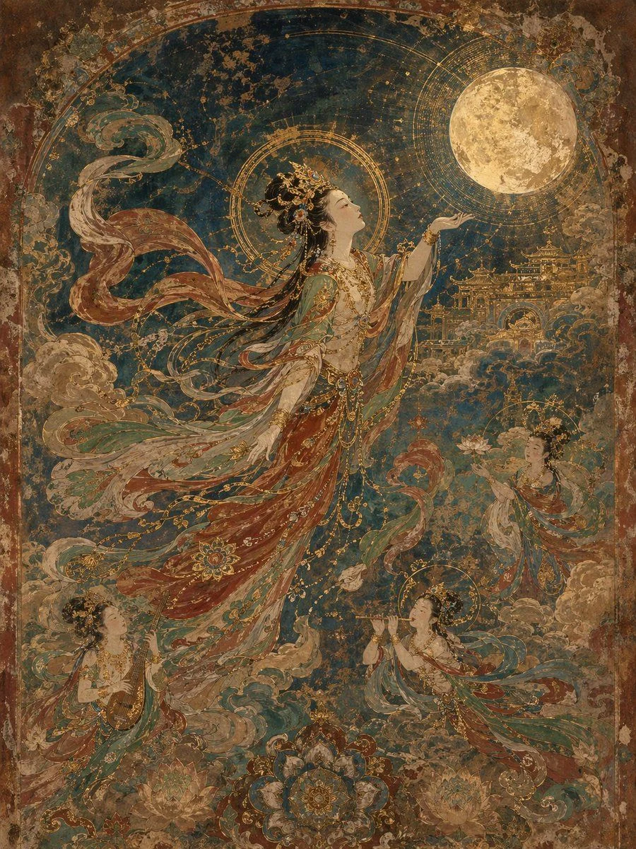 dunhuang mural artistic template slide 0 2eda0c21bbba