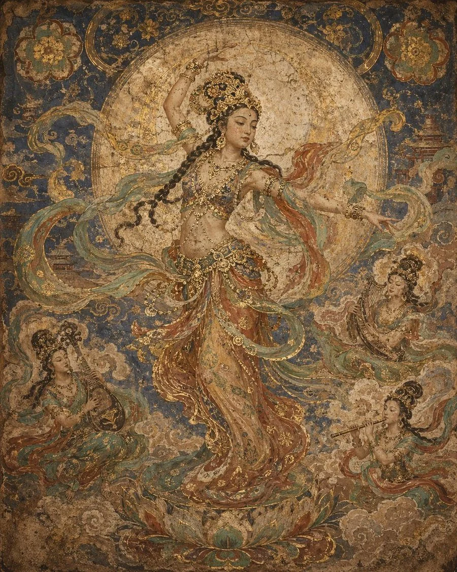 dunhuang mural artistic template slide 2 8638fb7c86e4