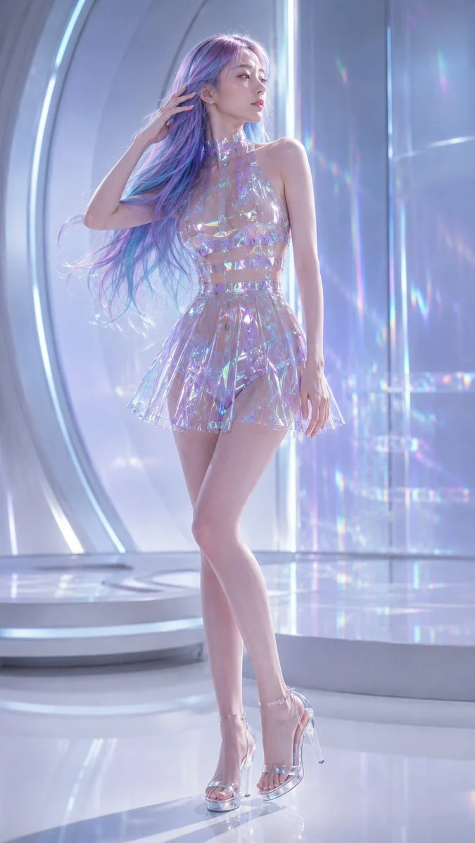 Futuristic Holographic Fashion Portrait