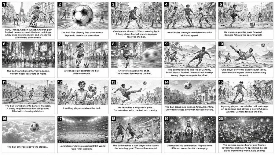 Global Football Commercial Storyboard