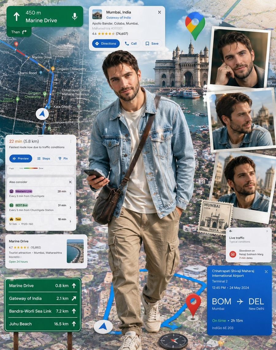 Google Maps Inspired Digital Collage Poster