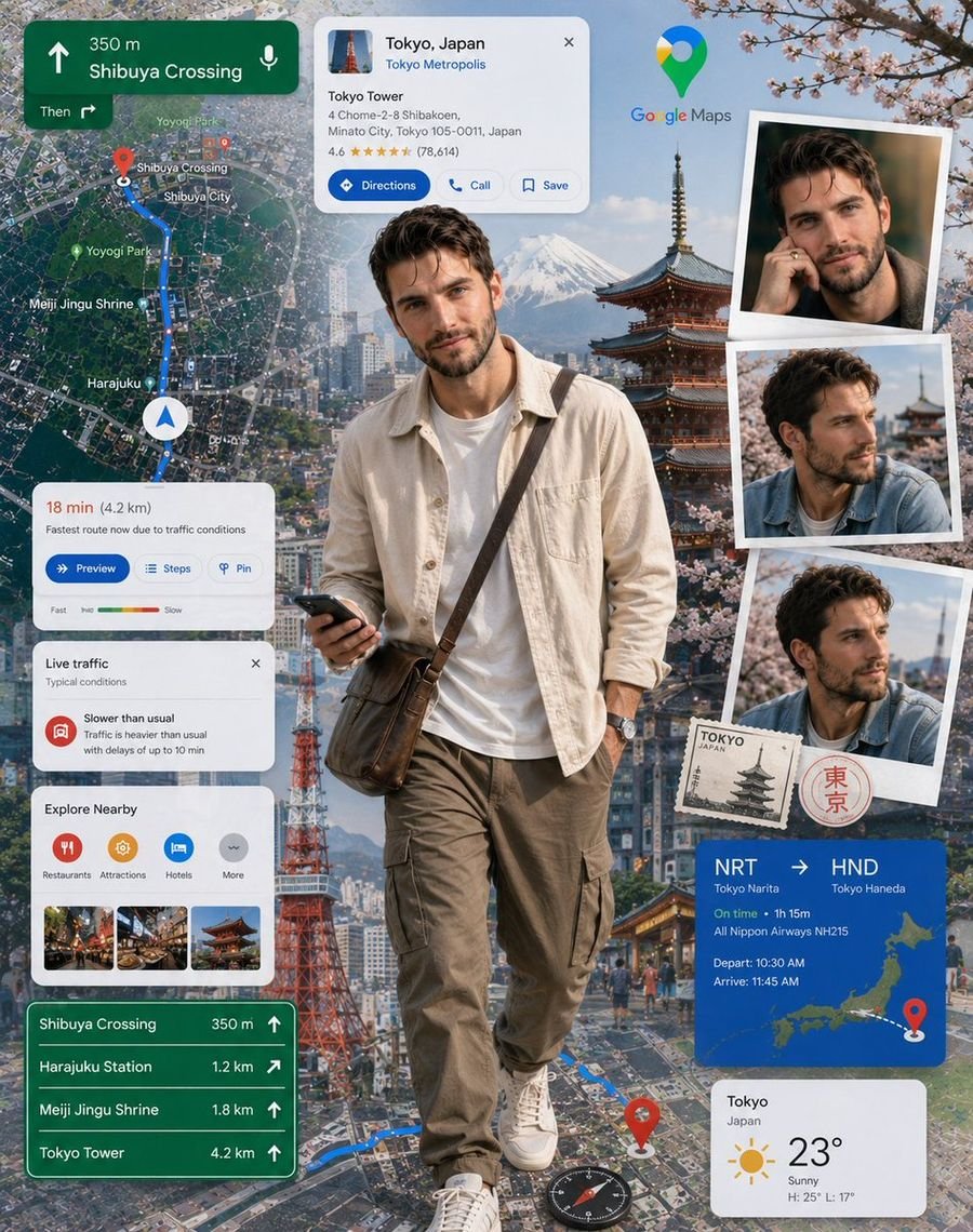 Google Maps Inspired Digital Collage Poster