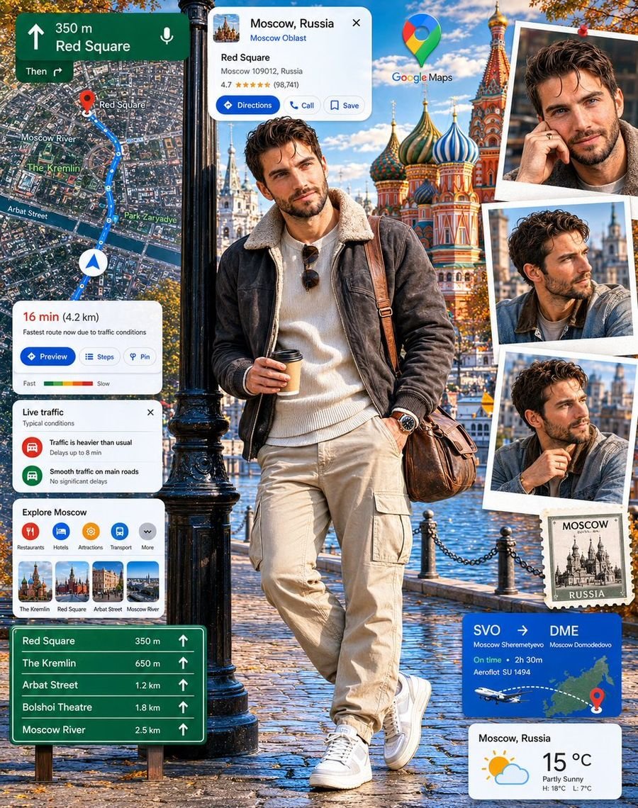 Google Maps Inspired Digital Collage Poster