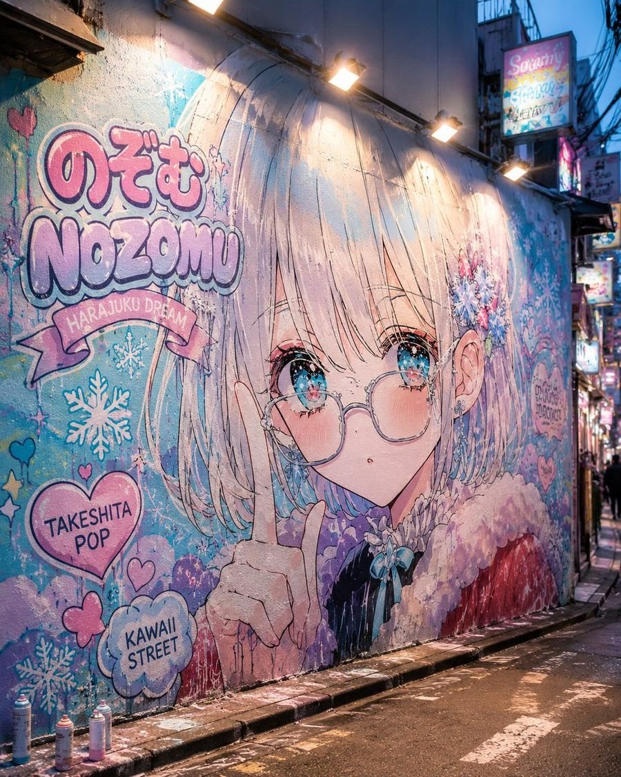 Harajuku Kawaii Graffiti Mural