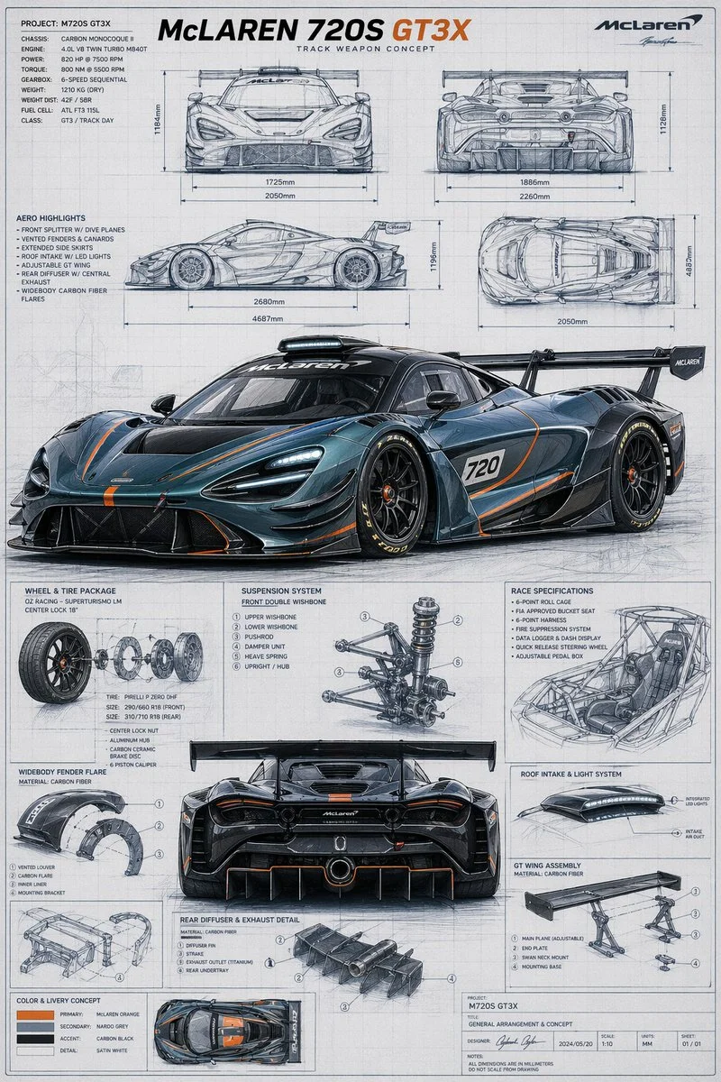 mclaren gt3x technical blueprint poster slide 0 b8c58e14a0c8