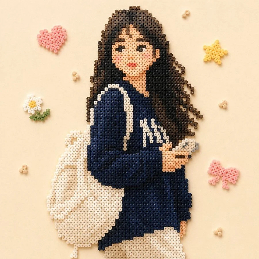 Perler Bead Style Character Illustration