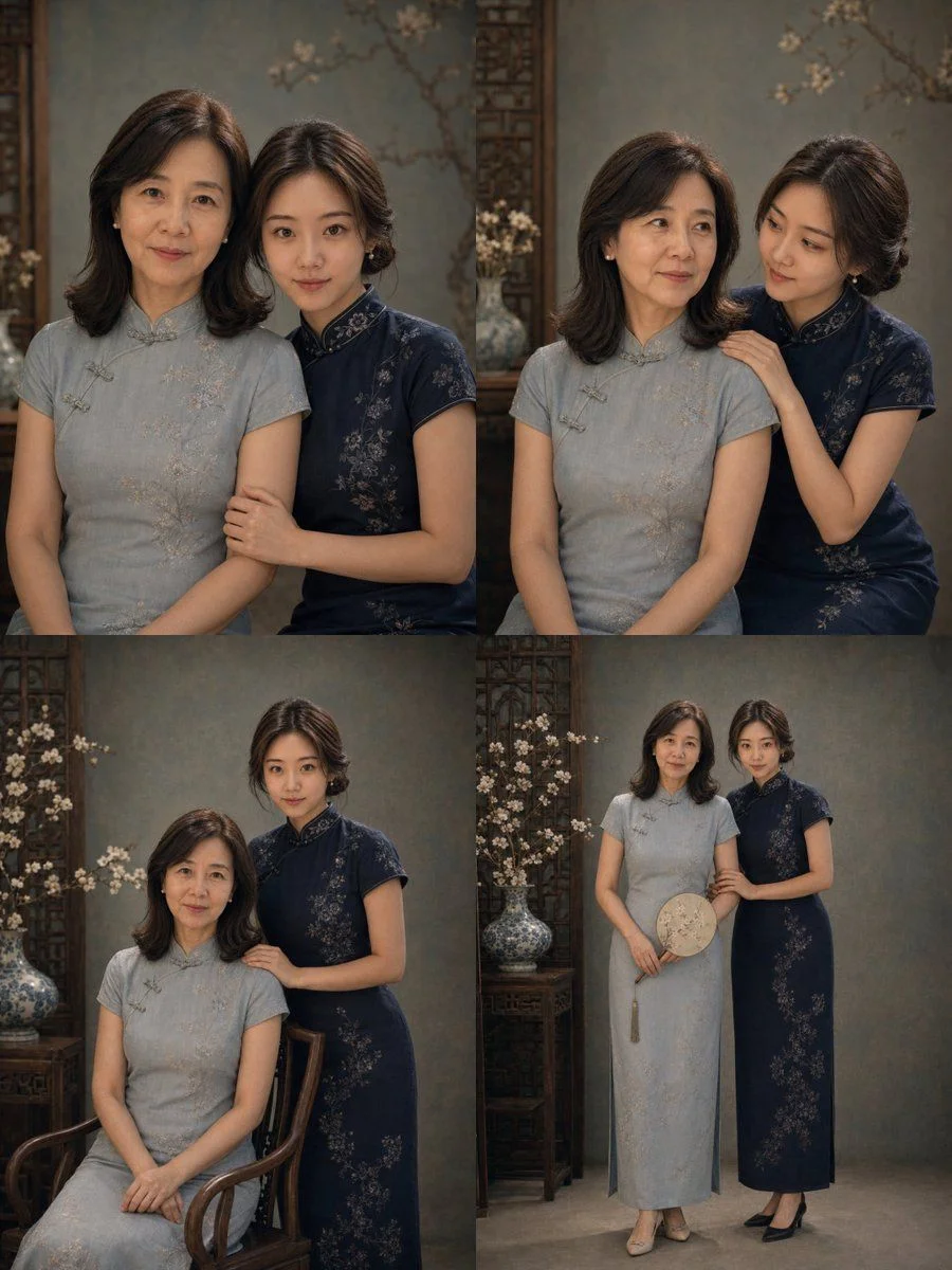 retro cheongsam mother daughter portrait slide 0 7fd76a084fb6