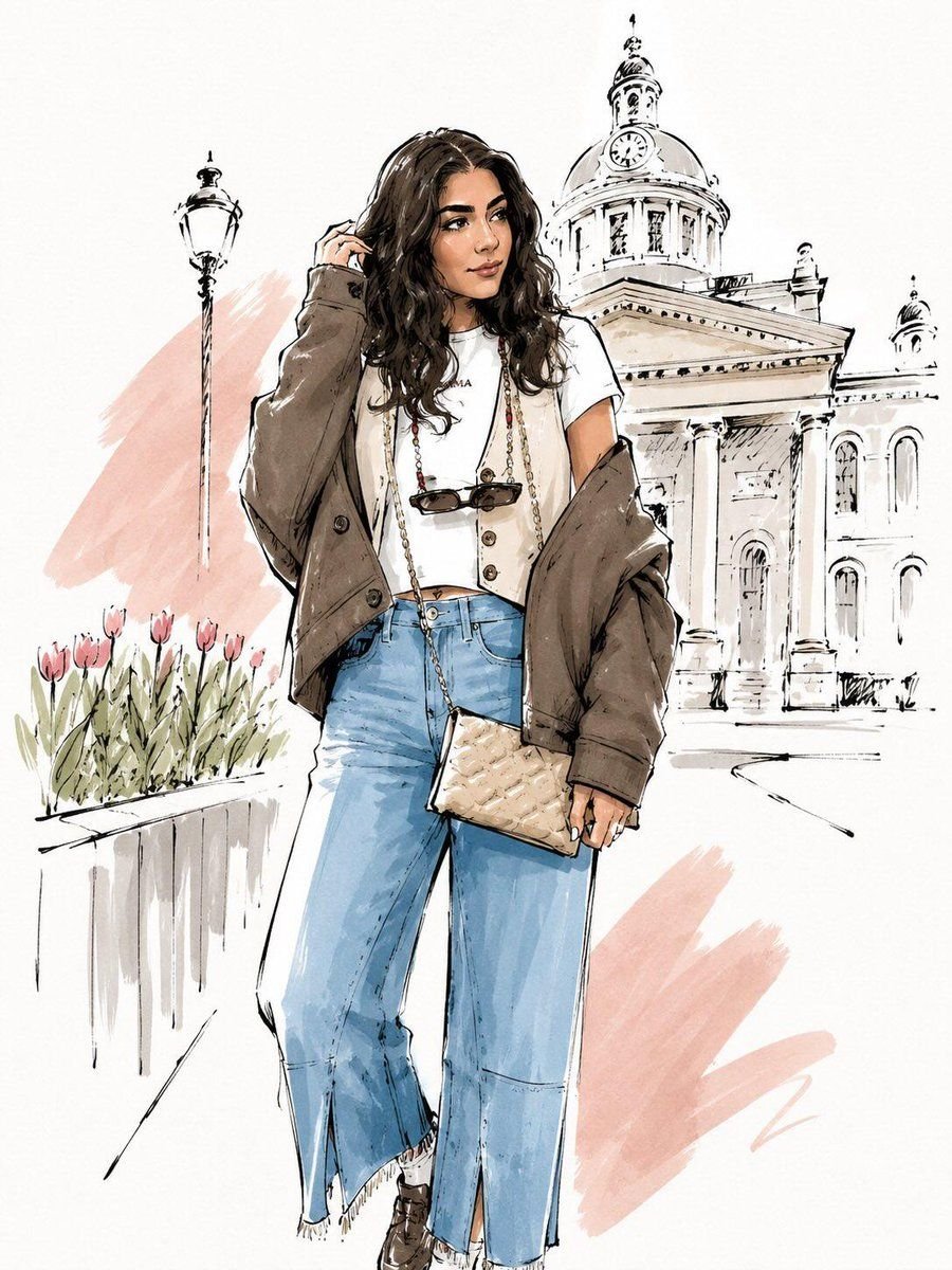 Watercolor Fashion Travel Illustration