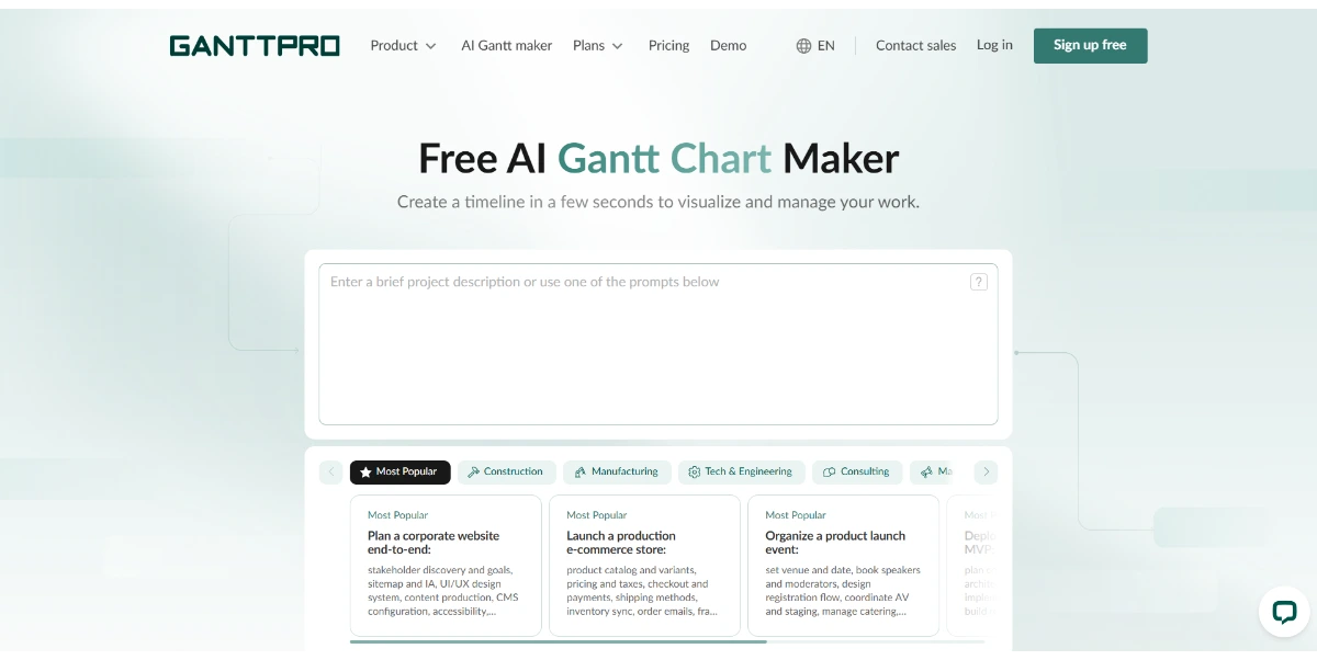 AI Gantt chart maker